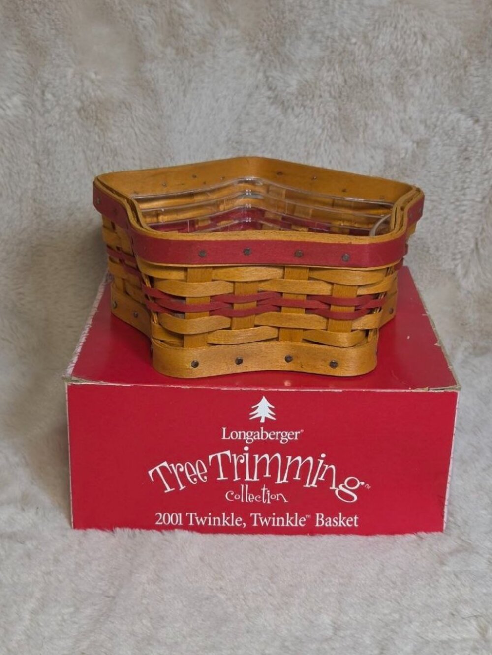 Longaberger 2001 Tree Trimming Twinkle Twinkle Basket with Box and Plastic Liner